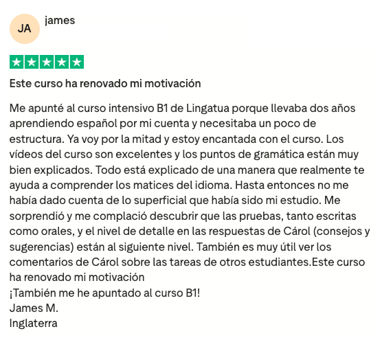 Opinión de James M. en Trustpilot