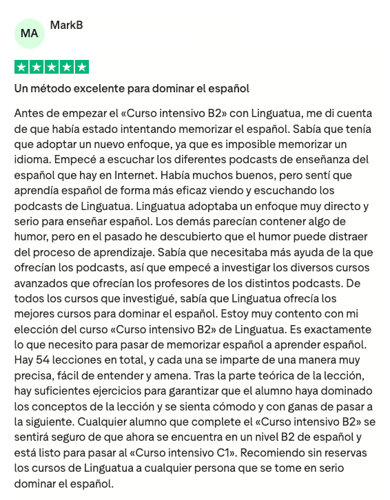 Opinión de Mark B. en Trustpilot