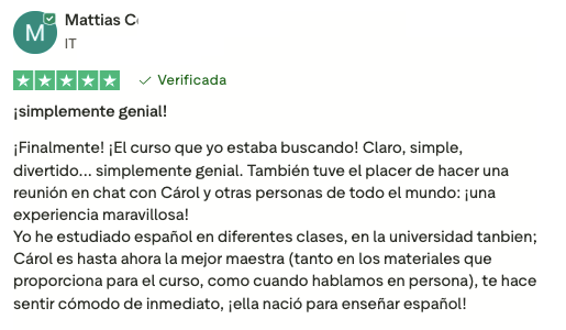 Opinión de Mattias Cordenos en Trustpilot